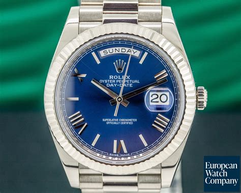 rolex day date platinum blue dial|Rolex white gold blue dial.